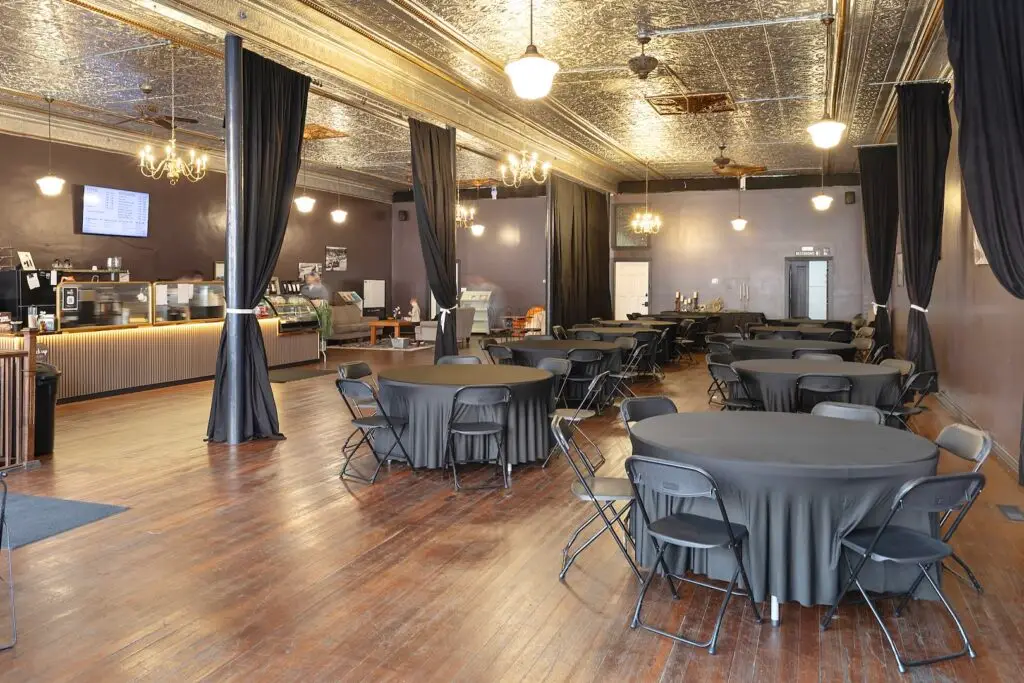 Overview of the event venue side of the Agora as of January 2026.